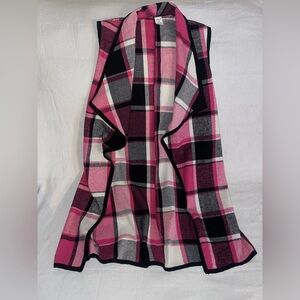SHEIN Girls Pink and Black Checkered Long Light Weight Vest